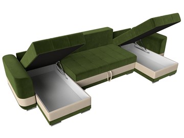 П-образный диван Честер, Зеленый/бежевый (вельвет/экокожа) в Магадане - предосмотр 5