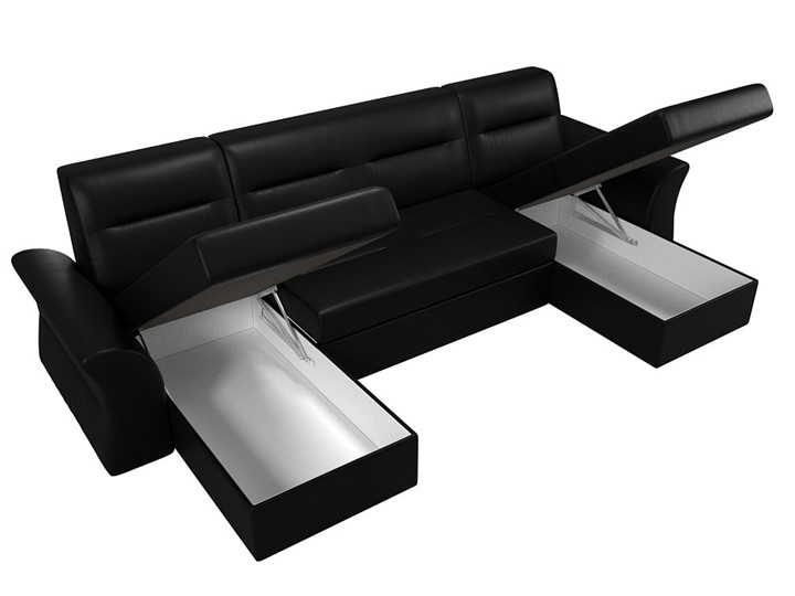 Большой П-образный диван Клайд, Черный (Экокожа) в Магадане - изображение 2