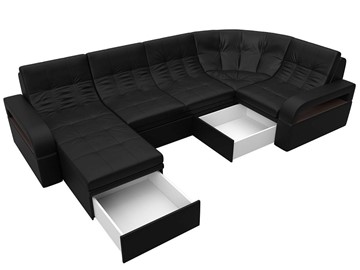П-образный диван Лига-035, Черный (Экокожа) в Магадане - предосмотр 1