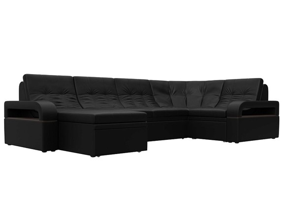 П-образный диван Лига-035, Черный (Экокожа) в Магадане - изображение