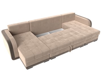 П-образный диван Марсель, Бежевый/коричневый (велюр) в Магадане - предосмотр 6