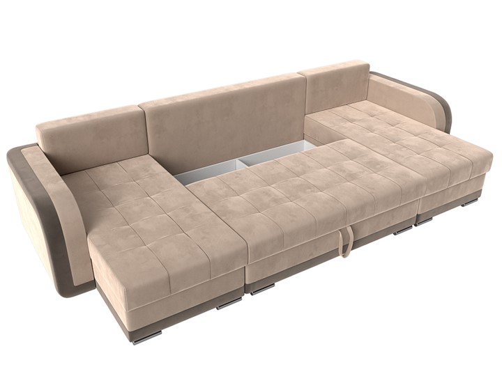 П-образный диван Марсель, Бежевый/коричневый (велюр) в Магадане - изображение 6