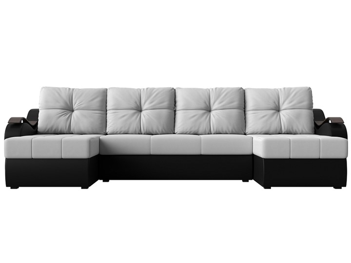 П-образный диван Меркурий П, Белый/черный (экокожа) в Магадане - изображение 1