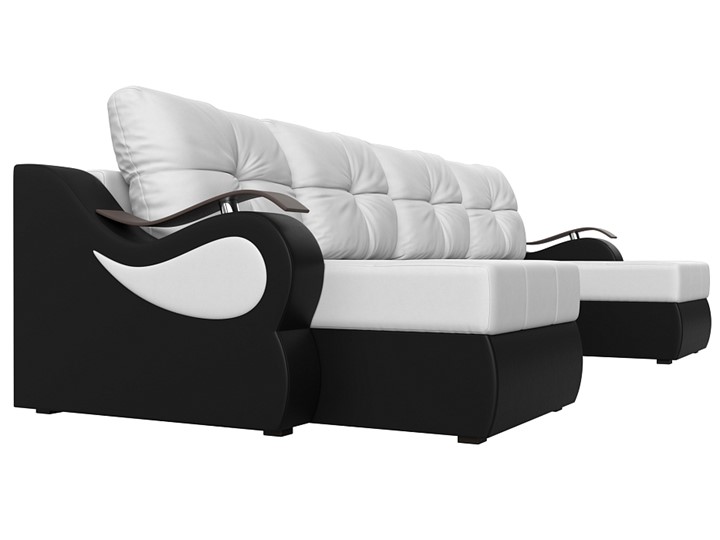 П-образный диван Меркурий П, Белый/черный (экокожа) в Магадане - изображение 2