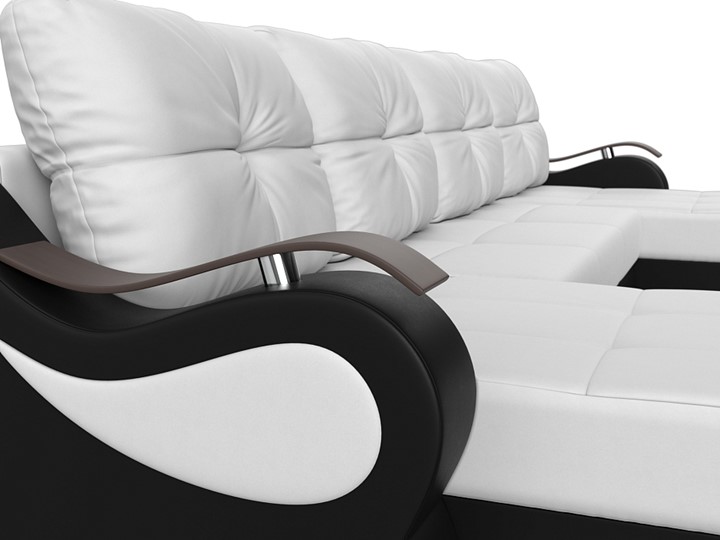 П-образный диван Меркурий П, Белый/черный (экокожа) в Магадане - изображение 3