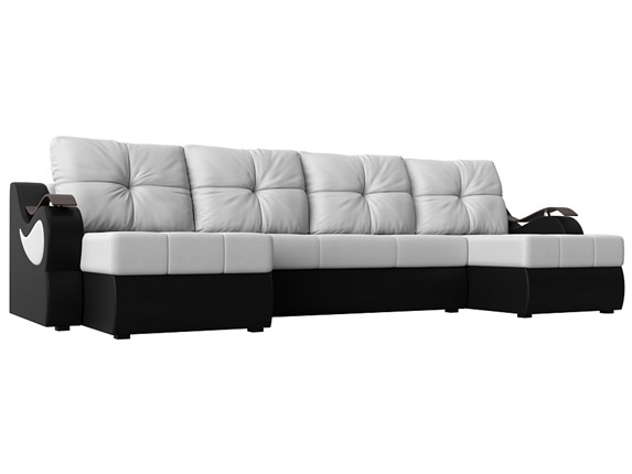 П-образный диван Меркурий П, Белый/черный (экокожа) в Магадане - изображение