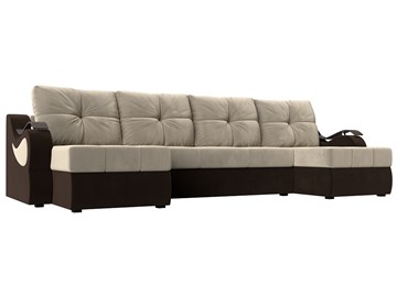 П-образный диван Меркурий П, Бежевый/коричневый (вельвет) в Магадане