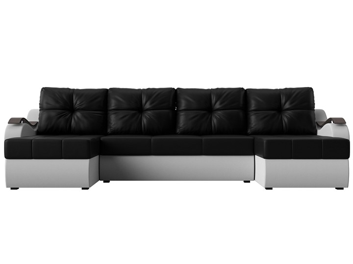 П-образный диван Меркурий П, Черный/белый (экокожа) в Магадане - изображение 1