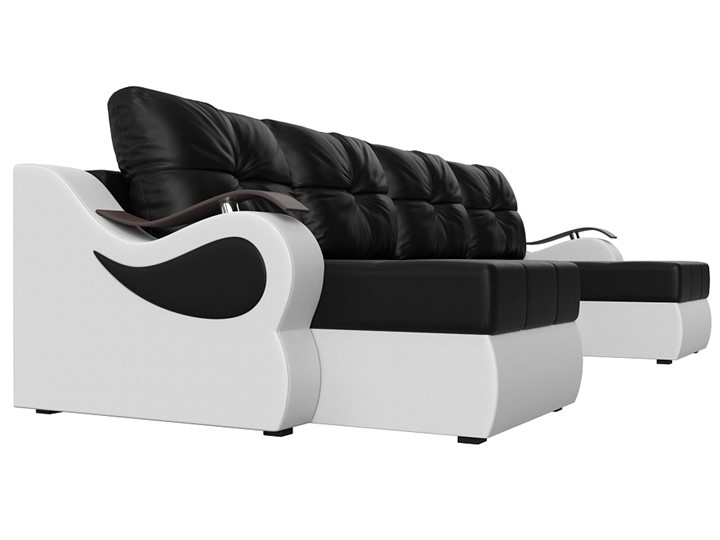 П-образный диван Меркурий П, Черный/белый (экокожа) в Магадане - изображение 2