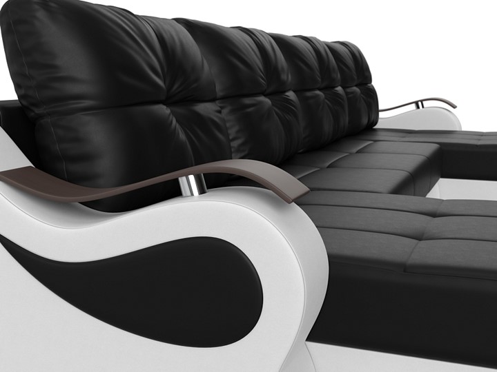 П-образный диван Меркурий П, Черный/белый (экокожа) в Магадане - изображение 3