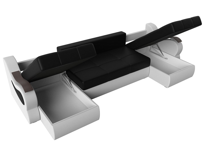 П-образный диван Меркурий П, Черный/белый (экокожа) в Магадане - изображение 6