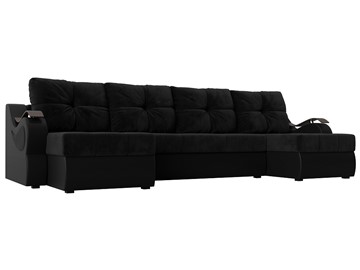 П-образный диван Меркурий П, Черный\Черный (Велюр\Экокожа) в Магадане - предосмотр
