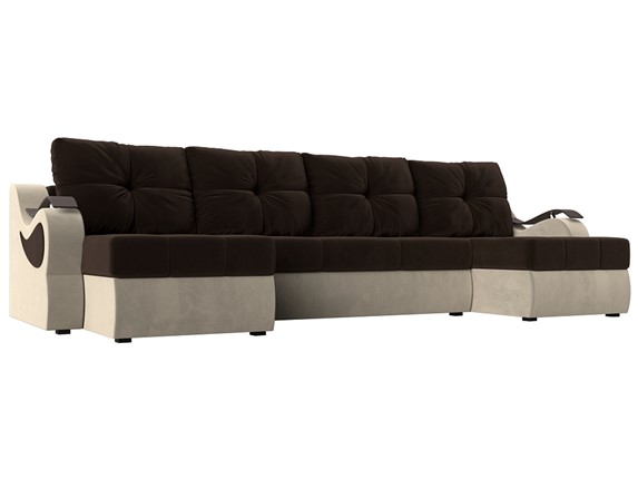 П-образный диван Меркурий П, Коричневый/бежевый (вельвет) в Магадане - изображение
