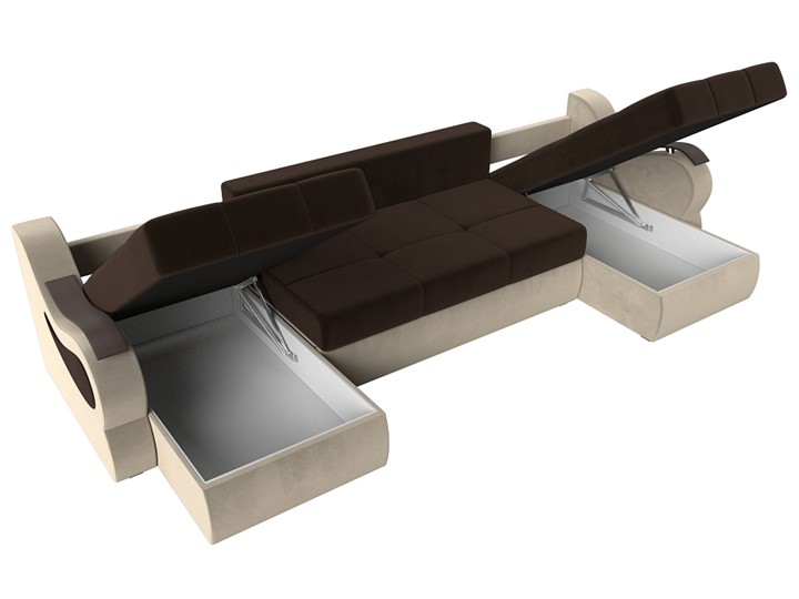 П-образный диван Меркурий П, Коричневый/бежевый (вельвет) в Магадане - изображение 6