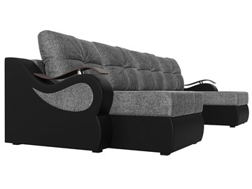 П-образный диван Меркурий П, Серый/черный (рогожка/экокожа) в Магадане - предосмотр 2