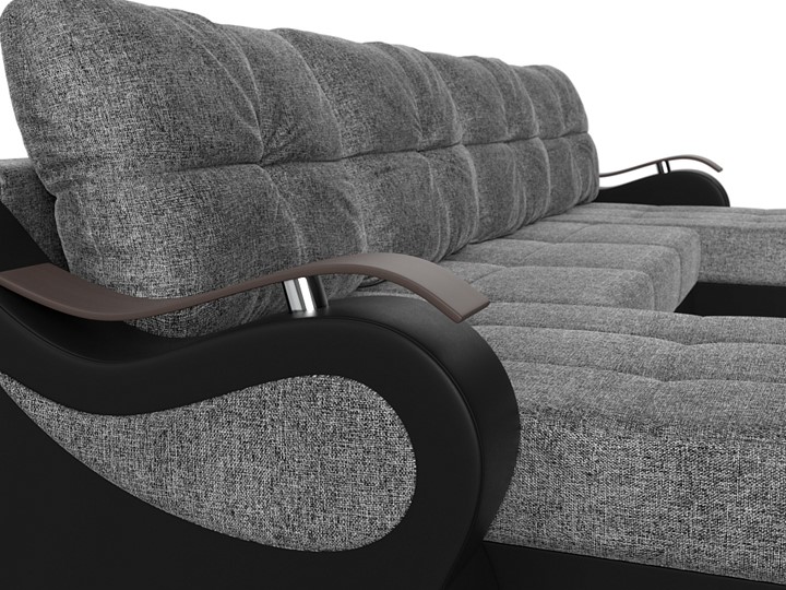П-образный диван Меркурий П, Серый/черный (рогожка/экокожа) в Магадане - изображение 3