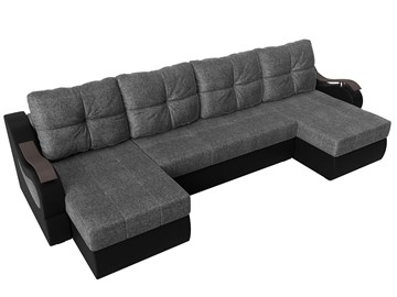 П-образный диван Меркурий П, Серый/черный (рогожка/экокожа) в Магадане - предосмотр 4