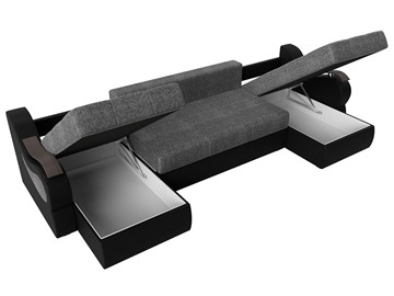 П-образный диван Меркурий П, Серый/черный (рогожка/экокожа) в Магадане - предосмотр 6