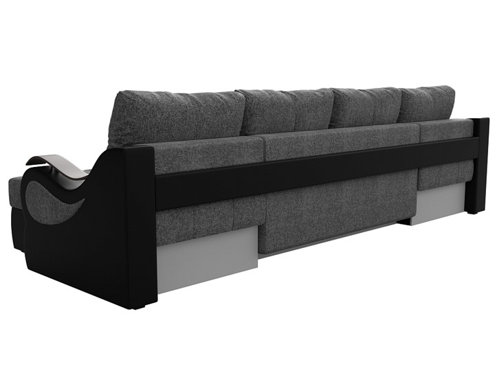 П-образный диван Меркурий П, Серый/черный (рогожка/экокожа) в Магадане - изображение 7