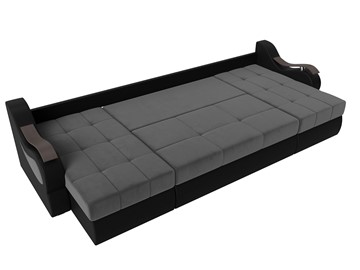 П-образный диван Меркурий П, Серый\Черный (Велюр\Экокожа) в Магадане - предосмотр 1