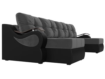 П-образный диван Меркурий П, Серый\Черный (Велюр\Экокожа) в Магадане - предосмотр 3