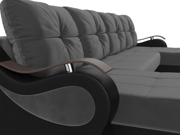 П-образный диван Меркурий П, Серый\Черный (Велюр\Экокожа) в Магадане - предосмотр 4