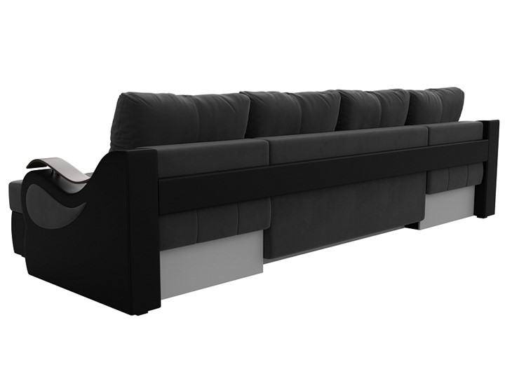 П-образный диван Меркурий П, Серый\Черный (Велюр\Экокожа) в Магадане - изображение 7
