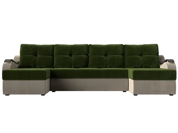 П-образный диван Меркурий П, Зеленый/бежевый (вельвет) в Магадане - предосмотр 1