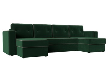 П-образный диван Принстон, Зеленый\Коричневый (Велюр) боннель в Магадане