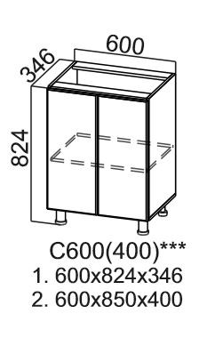 Тумба кухонная Модус, C600(400), "галифакс табак" в Магадане - изображение