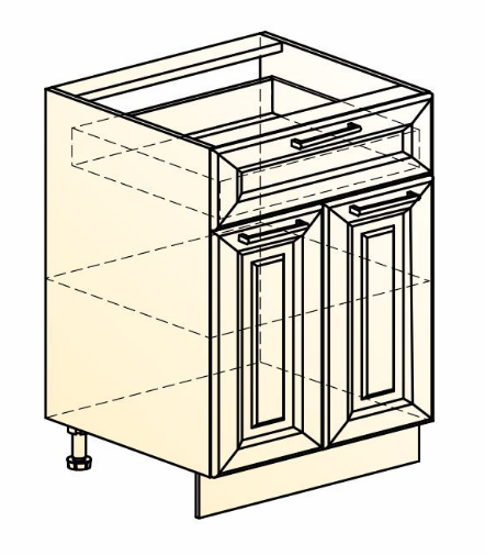 Тумба кухонная Мишель L600 (2 дв. гл. 1 ящ.) эмаль (белый/белый) в Магадане - изображение 1