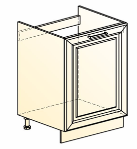 Шкаф рабочий Мишель под мойку L600 (1 дв. гл.) эмаль (белый/белый) в Магадане - предосмотр 1