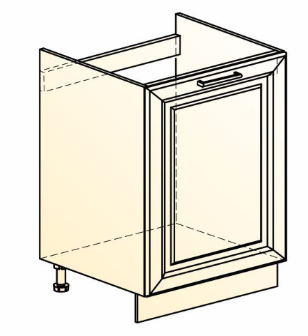Шкаф рабочий Мишель под мойку L600 (1 дв. гл.) эмаль (белый/белый) в Магадане - изображение 1