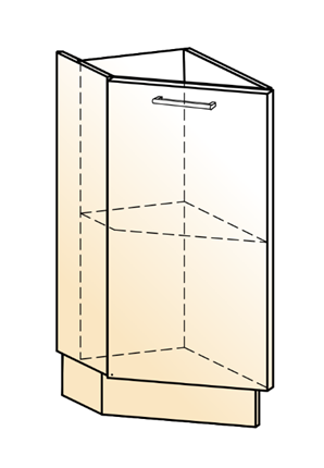Тумба кухонная торцевая Яна 45 гр. L300 (1 дв. гл.) в Магадане - изображение