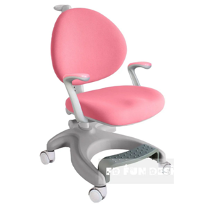 Детский стул FunDesk Cielo Grey с подставкой для ног (чехол в подарок) ткань розовая в Магадане - предосмотр