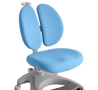 Детский стул FunDesk Solerte Grey с подставкой для ног + чехол для кресла (ткань голубая) в Магадане