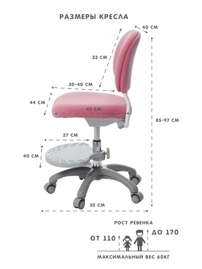 Растущее кресло Holto-15 розовое в Магадане - изображение 2