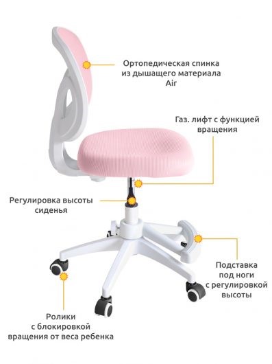 Растущий стул Ergokids Soft Air Lite Pink (Y-240 Lite KP) в Магадане - изображение 1