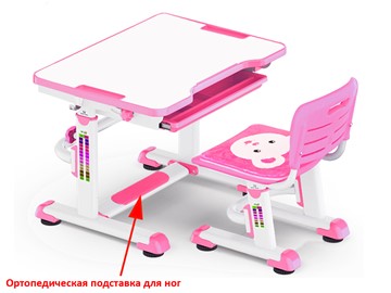 Стол растущий и стул Mealux BD-08 Teddy, pink, розовая в Магадане