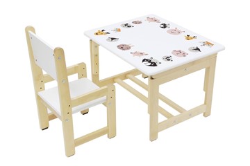 Комплект растущей детской мебели Polini kids Eco 400 SM, Лесная сказка, 68х55 см белый-натуральный в Магадане - предосмотр 3