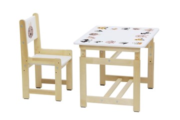 Комплект растущей детской мебели Polini kids Eco 400 SM, Лесная сказка, 68х55 см белый-натуральный в Магадане - предосмотр 4
