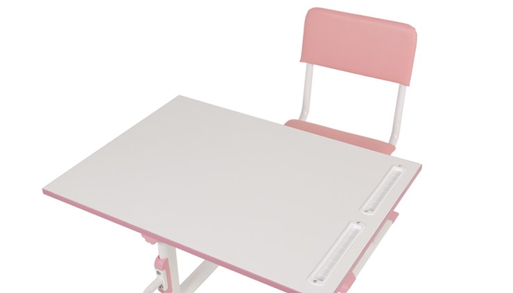 Растущий комплект мебели POLINI Kids Растущая парта-трансформер М1 и стул регулируемый L Белый-розовый в Магадане - изображение 8
