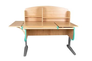 Детский стол-трансформер 1/75-40 (СУТ.25) + Polka_b 1/550 + Polka_n 1/1200 бежевый/серый/аквамарин в Магадане