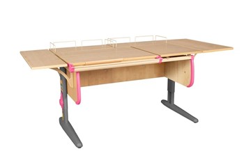 Детский стол-трансформер 1/75-40 (СУТ.25) + Polka_z 1/600 (2 шт.) + Polka_b 1/550 (2 шт.) бежевый/серый/розовый в Магадане