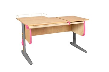 Детский стол-трансформер 1/75-40 (СУТ.25) + Polka_z 1/600 бежевый/серый/розовый в Магадане