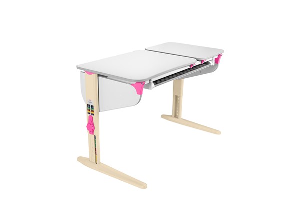 Растущий стол 5/75-40 (СУТ. 45) Белый/Бежевый/Розовый с лотком без полок в Магадане - изображение