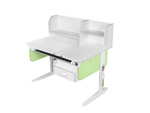 Детский стол-трансформер Lp/70-45 (СУТ.62 PRO) + Tumba 8 с лотком белый/белый/фисташковый в Магадане - изображение
