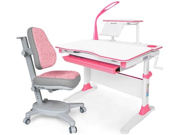 Растущая парта + стул Комплект Mealux EVO Evo-30 BL (арт. Evo-30 BL + Y-115 KBL), серый, розовый в Магадане