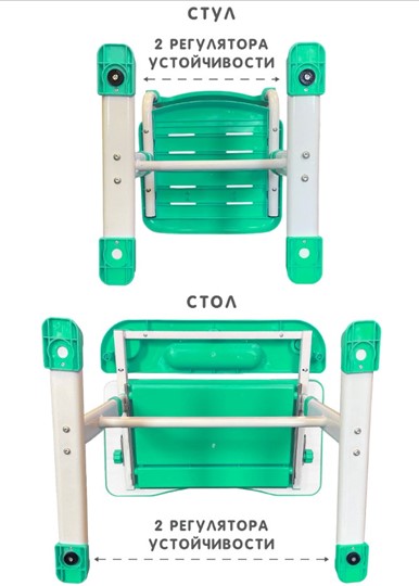 Растущие парта + стул SET HOLTO-17А, зеленый в Магадане - изображение 12
