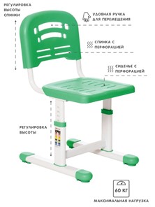 Растущие парта + стул SET HOLTO-17А, зеленый в Магадане - предосмотр 4